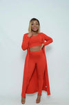 Tiffany 3pc skinny fit high waist pencil pants set (red) - Fancy Infinity Clothing